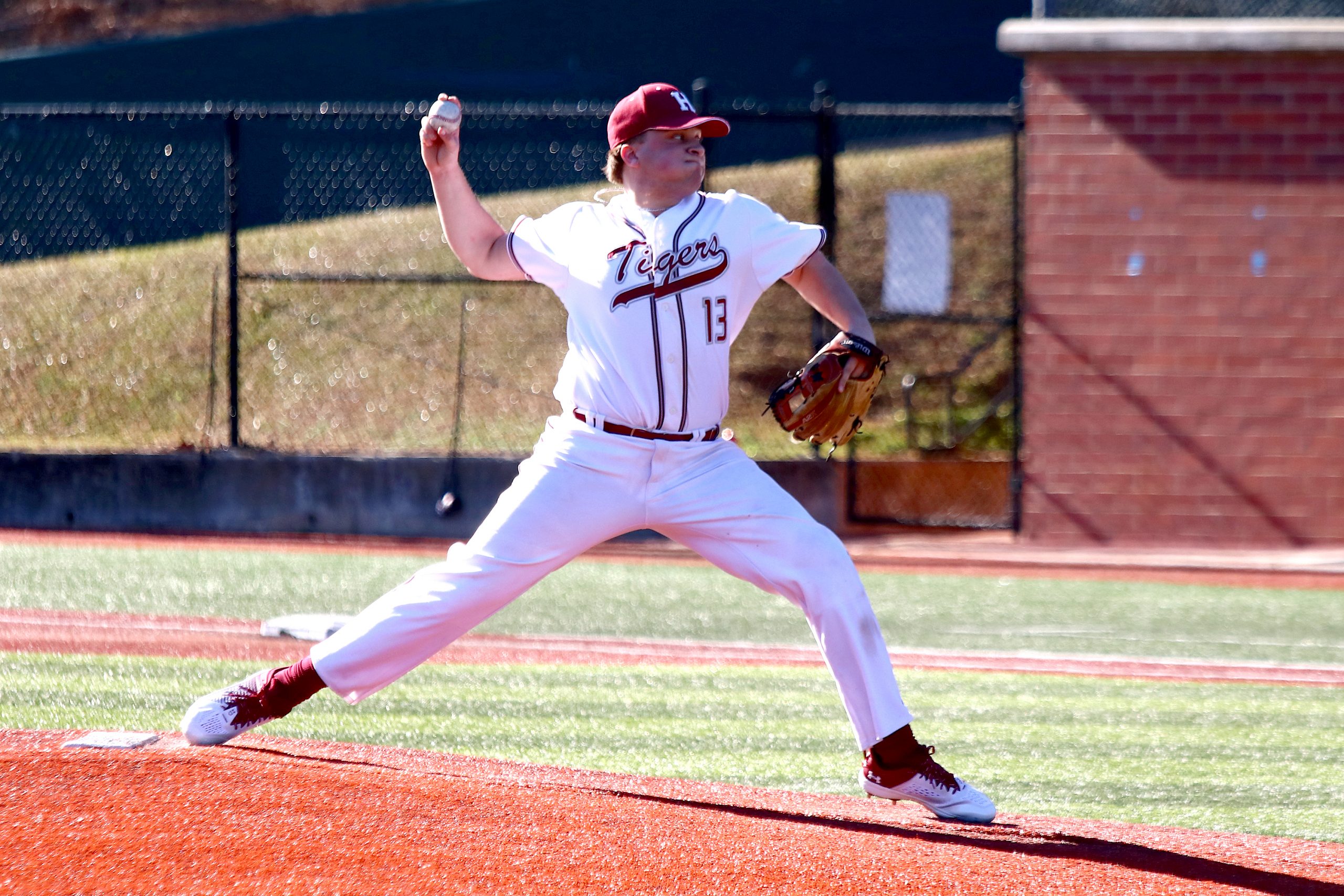 Greyson Howard pitches in a game earlier this season. Photo by Jim Meadows.