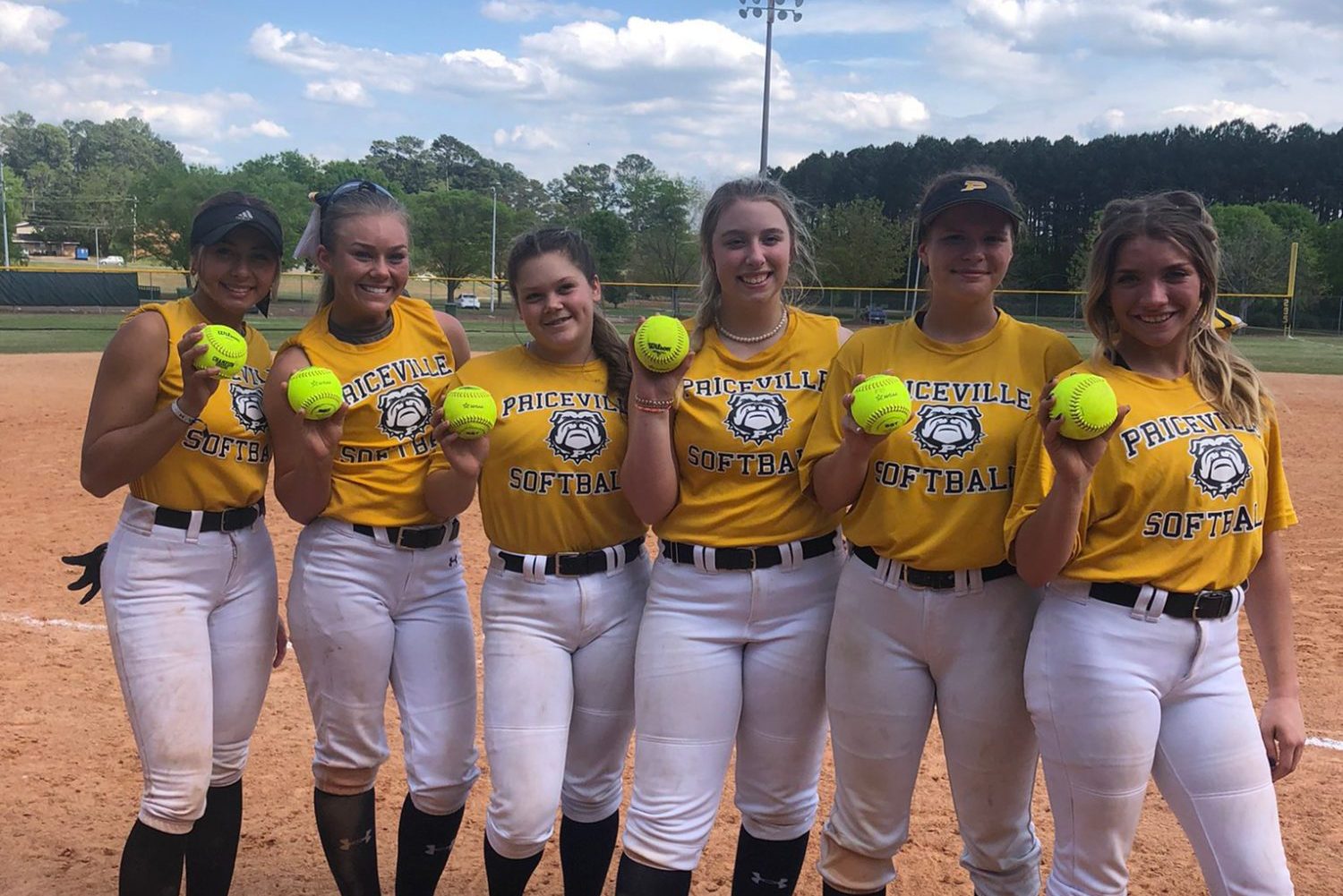 Six Priceville Lady Bulldogs hit home runs during their three wins on Saturday at the Cullman Tournament. Photo courtesy of Priceville Softball 